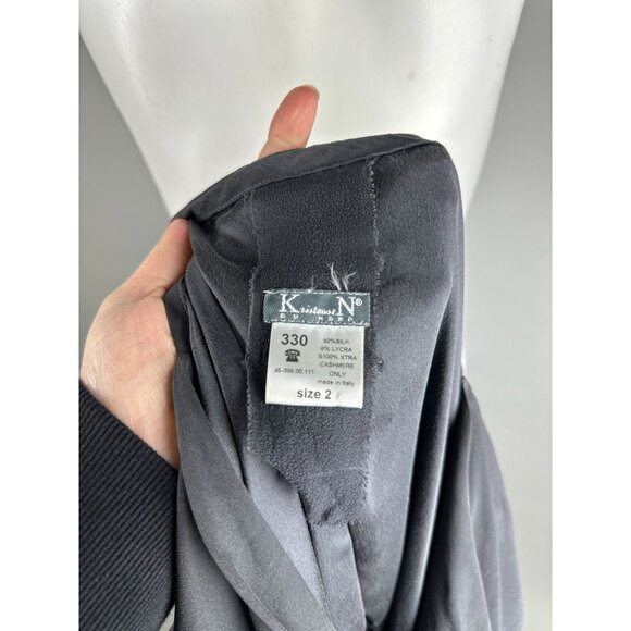 Kristensen Du Nord Gray Silk Cashmere Long Sleeve Draped Dress Italy Size 2 Medi - Picture 9 of 9